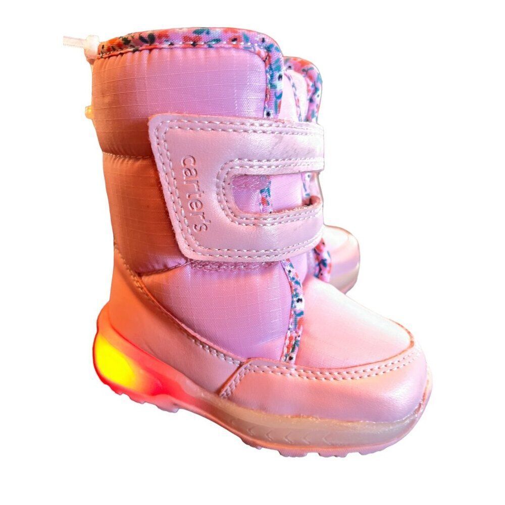 Carters Girls Light-Up Snow Boots Pink Waterproof Size 5‎